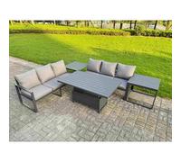 Fimous Aluminum 5-Piece Sofa Set with Lifting Table, Cushions & 2 Side Tables in Dark Grey Fimous Dark Grey