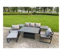 Fimous Aluminum 7-Piece 6-Seater Sofa Set with Lifting Table, 2 Chairs in Dark Grey Fimous Dark Grey