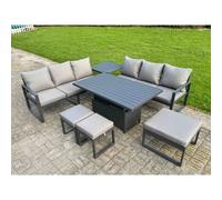 Fimous Aluminum 7-Piece Sofa Set with Lifting Table, Side Table, Cushions in Dark Grey Fimous Dark Grey