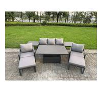 Fimous Aluminum 8-Piece Sofa Set with Lifting Table, 2 Chairs, 2 Big Stools in Dark Grey Fimous Dark Grey