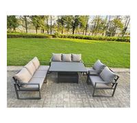 Fimous Aluminum 8-Seater Patio Set with Lifting Table & 2 Chairs in Dark Grey Fimous Dark Grey