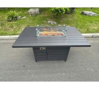 Aluminum Fire Pit Dining Table Gas Heater Garden Furniture Accessory Patio Dark Grey Without Glass Fimous Dark Grey One Size
