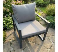 Fimous Aluminum Outdoor Garden Furniture Single Arm Chair Sofa With Seat And Back Cushion Dark Grey