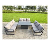 Fimous Aluminum U-Shaped 9-Seater Dining Set with Lifting Table in Dark Grey Fimous Dark Grey