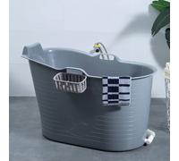 Fimous Bathtub for Adults, Soaking Bathtub for Hot Bath and Ice Bath Freestanding Bath Tub Grey