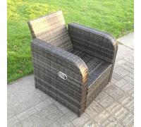 Fimous Dark Grey Mix PE Wicker Rattan Garden Furniture Set Sofa Set Reclining Adjustable Chair 7 Seater With Big Footstool
