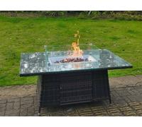 Fimous Dark Grey Mixed Rattan Fire Pit Table Dining Table Gas Heater Burner Garden Furniture Accessory Patio