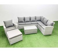 Garden Outdoor Rattan Furniture Sets 8 Seater Rattan Garden Sofa Set Fimous Light Grey One Size