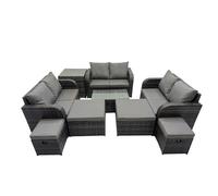 Fimous Garden Rattan Furniture Set 10 Seater with 4 Stools Side Table