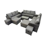 Fimous Garden Rattan Furniture Set 13 Seater with 4 Stools Dark Grey