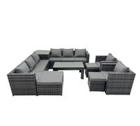 Fimous Garden Rattan Outdoor Furniture Set 11 Seater Patio Corner Sofa