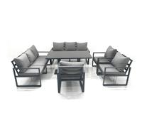 Fimous Garden Sofa Set Aluminium Furniture Rising Dining Tabe Set with 3 Chair Dark Grey