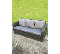 Fimous High Back 3 Seater Rattan Sofa With Cushion in Dark Grey Fimous Dark Grey