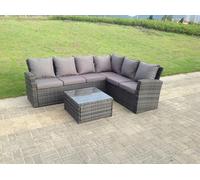 Fimous High back dark grey mixed outdoor garden furniture corner rattan sofa set square coffee table right option