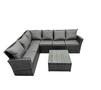 Fimous High back dark grey mixed outdoor garden furniture corner rattan sofa set square coffee table left option