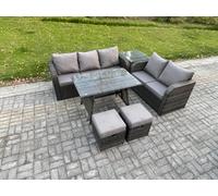Fimous High Back Pe Rattan Sofa Set Outdoor Garden Furniture Dining Table Set Love Sofa 3 Seater Sofa For Balcony