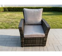 Fimous High Back Rattan Arm Chair Patio Outdoor Garden Furniture With Cushion