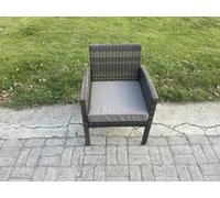 Fimous High Back Rattan Outdoor Garden Arm Chair with Thick Seat Cushion