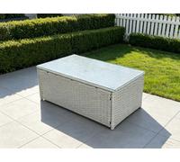 Fimous Light Grey Mixed Rattan Rectangular Oblong Coffee Tea Table Outdoor Garden Furniture Accessory