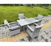 Fimous Rattan Garden Garden furniture Set Rectangular Table & 4 Chairs Set in Light Grey Fimous Light Grey