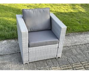 Fimous Light Grey Rattan Single Chair Patio Outdoor Garden Furniture With Thick Seat And Back Cushion