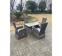 Fimous Oblong Rectangular Table Adjustable Reclining Chair Rattan Dining Set