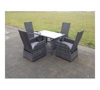 Fimous Oblong Table Adjustable PE Rattan Dining Set Table & Chair Sets 4 Seat in Dark Grey Fimous Dark Grey