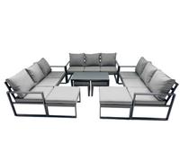 Fimous Aluminium Lounge 3 Seat Sofa Coffee Table Sets with 4 Stools
