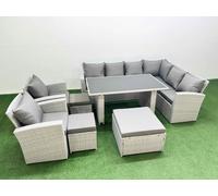 Outdoor Garden Furniture Sets 11 Seater Wicker Rattan Light Grey Fimous Light Grey One Size