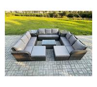 Fimous Outdoor Garden Furniture Sets 11 Seater Wicker Rattan Furniture Sofa Sets with Coffee Table 3 Seater Sofa