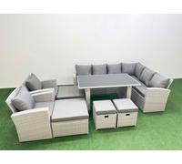 Outdoor Garden Furniture Sets 12 Seater Wicker Rattan Light Grey Fimous Light Grey One Size