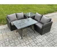 Fimous Outdoor Garden Furniture Sets 4 Pieces Wicker Rattan Furniture Sofa Sets with Love Sofa Side Table