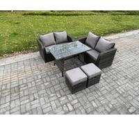 Fimous Outdoor Garden Furniture Sets 5 Pieces Wicker Rattan Furniture Sofa Set With Rectangular Dining Table