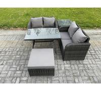 Fimous Outdoor Garden Furniture Sets 5 Pieces Wicker Rattan Furniture Sofa Sets With Rectangular Dining Table