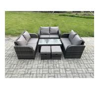 Fimous Outdoor Garden Furniture Sets 6 Pieces Wicker Rattan Furniture Sofa Sets With Coffee Table Love Seat Sofa