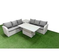 Fimous Outdoor Garden Furniture Sets 6 Seater Adjustable Lifting Dining Or Coffee Table High Back Lounge Sofa Side Table
