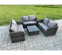 Fimous Outdoor Garden Furniture Sets 6 Seater Wicker Rattan Furniture Sofa Sets with Square Coffee Table Love seat Sofa