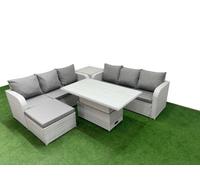 Fimous Outdoor Garden Furniture Sets 7 Seater Adjustable Lifting Dining Or Coffee Table Lounge Sofa Big Footstool Side Table