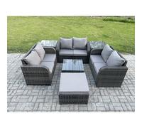 Fimous Outdoor Garden Furniture Sets 7 Seater Wicker Rattan Furniture Sofa Sets With Square Coffee Table Love Seat Sofa