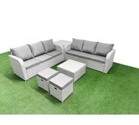 Fimous Outdoor Garden Furniture Sets 8 Seater Wicker Rattan Furniture Sofa Sets with high Back Lounge Sofa Stools Side Table