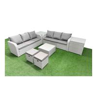 Fimous Outdoor Garden Furniture Sets 8 Seater Wicker Rattan Furniture Sofa Sets with high Back Lounge Sofa Stools 2 Side Table