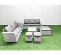 Fimous Outdoor Garden Furniture Sets 9 Seater Wicker Rattan Furniture Sofa Sets with high Back Lounge Sofa 3 Stools Side Table