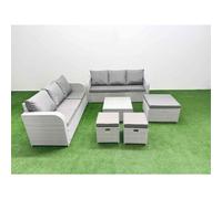 Fimous Outdoor Garden Furniture Sets 9 Seater Wicker Rattan Furniture Sofa Sets with high Back Lounge Sofa 3 Stools