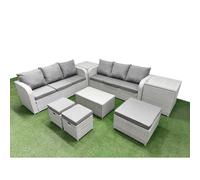 Fimous Outdoor Garden Furniture Sets 9 Seater Wicker Rattan Furniture Sofa Sets with high Back Lounge Sofa 3 Stools 2 Side Table