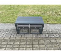 Fimous Outdoor Garden Rectangular Coffee Table Aluminium Patio Tea Table Dark Grey