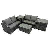 Fimous Garden Rattan Furniture Set 4 Seater with 2 Side Tables