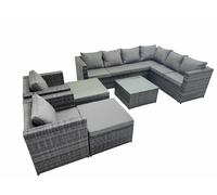 Fimous Outdoor PE Rattan Garden Furniture Sofa Set with 2 Big Stools