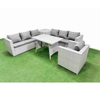 7-seater Patio 3 Seater Sofa Armchair Set with Side Table Fimous Light Grey One Size