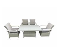 Fimous Outdoor Rattan Garden Furniture Set Patio 4 Chairs Plus Height adjustable dining table Sets Light Grey Mixed