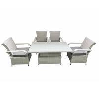 Fimous Outdoor Rattan Garden Furniture Set Patio 4 Chairs Plus Height adjustable dining table Sets Light Grey Mixed Fimous Light Grey